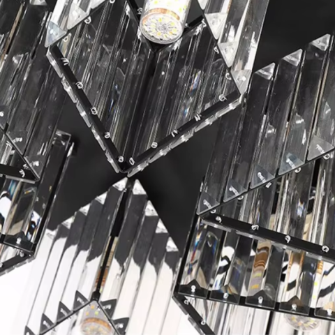 Lustra Clasica Moderna Sasha, LC117/3BK, 3x E27, Metal si Cristal, Negru, Abajur [1]