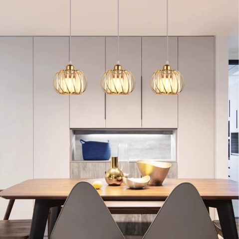 Lustra Clasica Moderna, Suspendata, Monica LC910/3LGD, 3 X E27, Auriu, Metal si Sticla, Inaltime Reglabila [2]