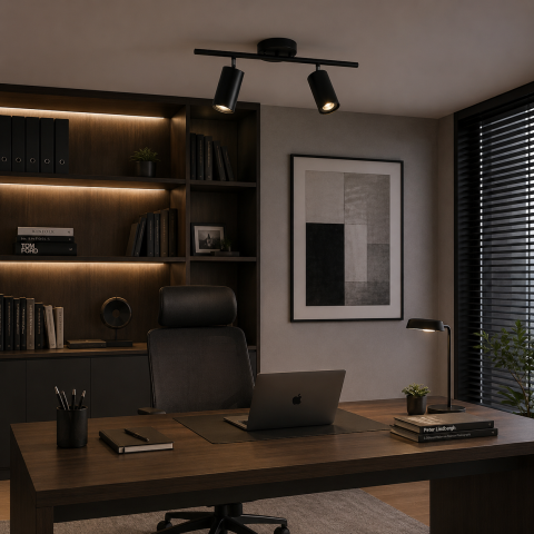 Iluminat Smart Home - Lustra Clasica Sisimiut, 2xGU10, Metal, Negru