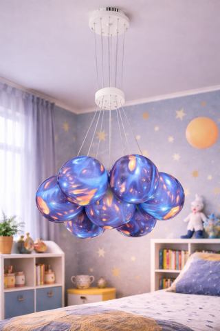 Lustra copii PLANETE, 7xE27, D30 cm, Metal, Multicolor [1]