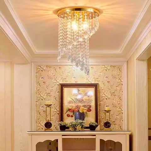 Lustra Cristal LINDERHOF Petito , Diametru 30cm, 2xE14, Auriu Lucios [2]