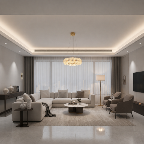 Lustra Cristal MAYON Magno, 60x60cm, 3000K/4000K/6000K, 160W, Metal si Acrilic, Auriu [1]