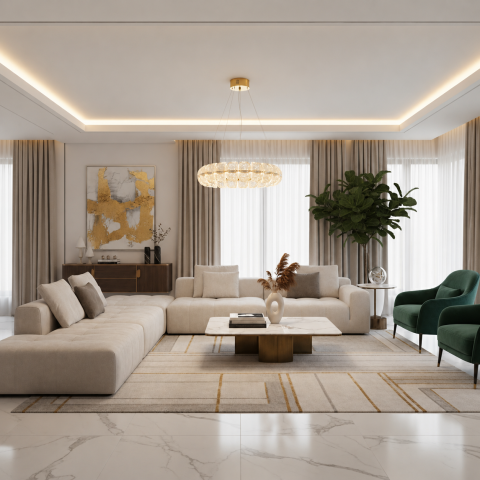 Iluminat Smart Home - Lustra Cristal MAYON Supremo, 80x80cm, 3000K/4000K/6000K, 210W, Metal si Acrilic, Auriu