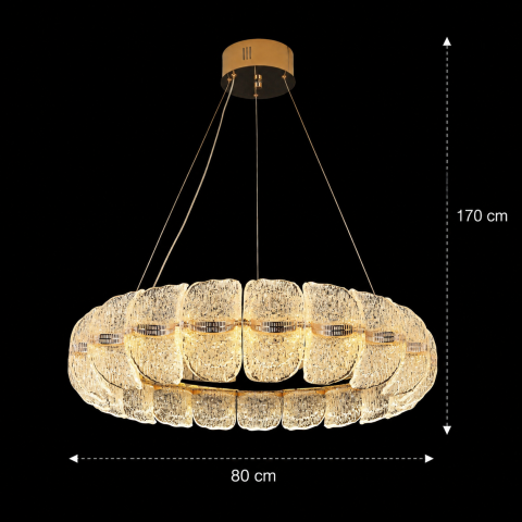 Lustra Cristal MAYON Supremo, 80x80cm, 3000K/4000K/6000K, 210W, Metal si Acrilic, Auriu [3]