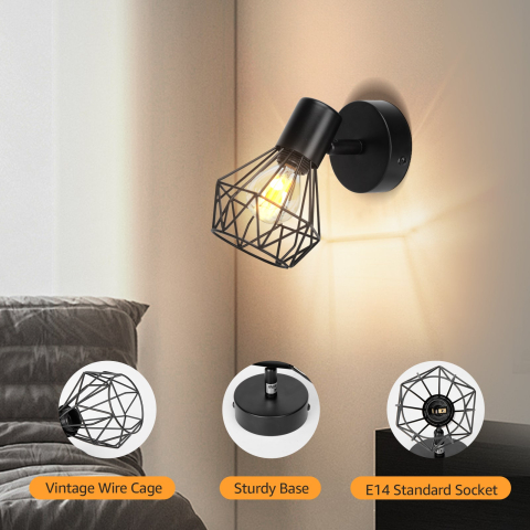 Lustra cu Abajur, GRACIE, LC365/1BK, Diamant, 1XE14, Negru, Metal [2]