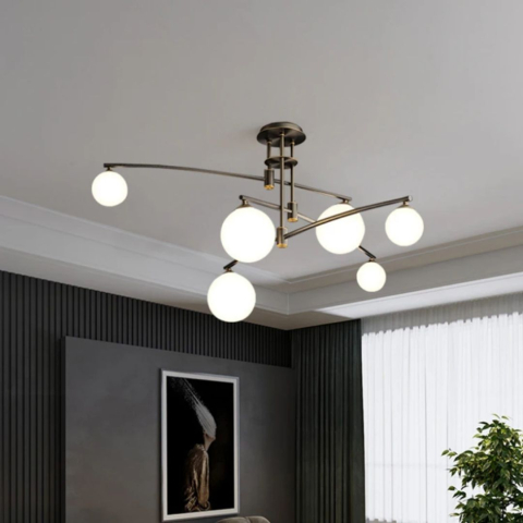 Lustra cu Abajur Rotund, PENTHOUSE Dome, 6x G9, Negru, Metal [1]