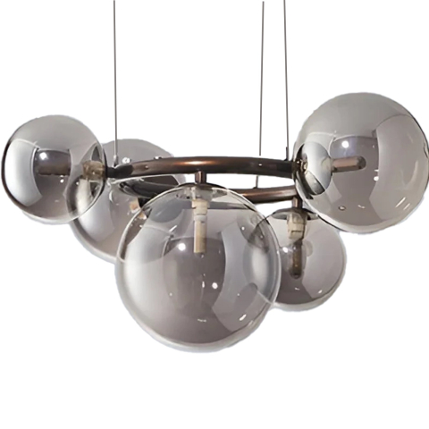 Lustra cu Abajur Rotund , VENERE Zodiaco ,1 Cerc 5xG9, Metal , Negru, Inaltime Reglabila [1]