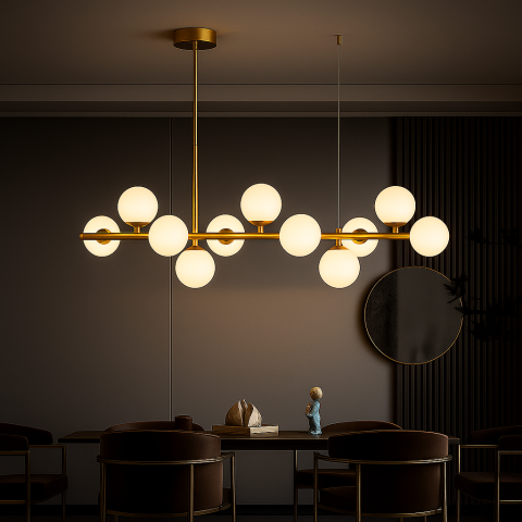 Lustre LED Moderne - Lustra cu bec moderna LOFT Pavilion, 11x G9, Auriu, Metal, Inaltime Reglabila