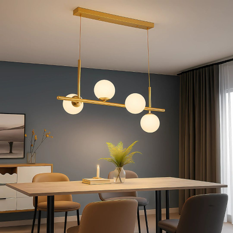 Lustre LED Moderne - Lustra cu bec moderna LOFT Pavilion, 4x G9, Auriu, Metal, Inaltime Reglabila