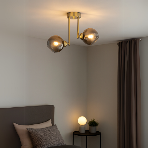 Lustre LED Moderne - Lustra cu bec moderna MODUS, 2x E27, Auriu, Metal