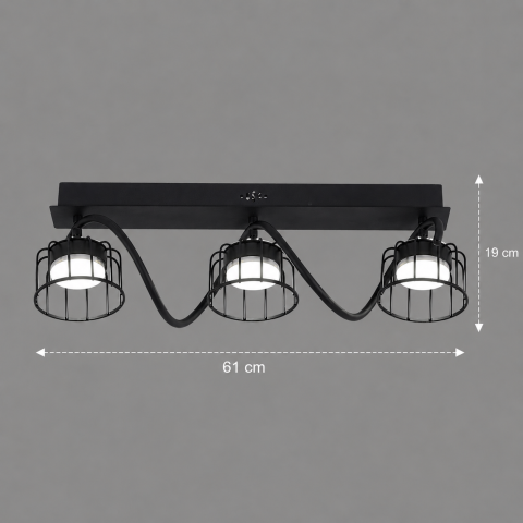 Lustra EPS, 3xGX53, 61x15cm, Metal si Plastic, Negru [3]