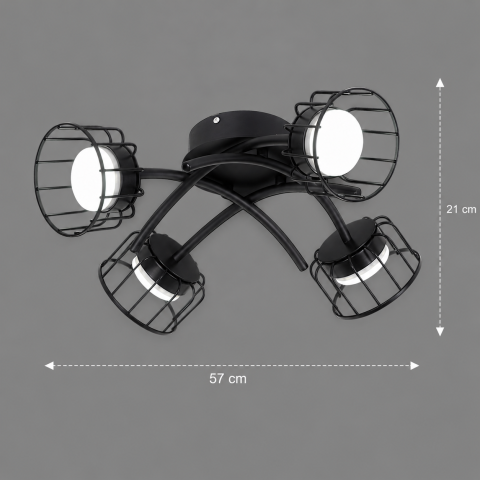 Lustra EPS, 4xGX53, D57cm, Metal si Plastic, Negru [3]