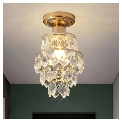 Lampi, Aplice si Corpuri de iluminat Smart - Lustra Ezzelin Cristal, 1xE27, Metal, Auriu