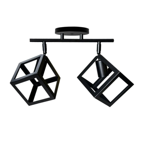 Lampi, Aplice si Corpuri de iluminat Smart - Lustra Forma Cub, STRUKTUR Duo, 2xE27, Negru, Metal