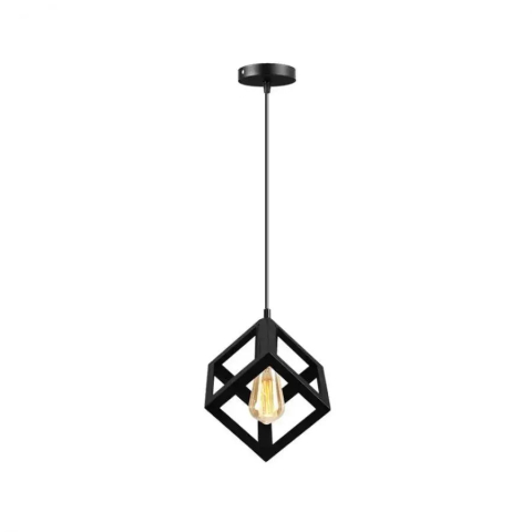 Lustra Forma Cub, STRUKTUR Uno, 1x E27, Negru, Suspendat, Metal [1]