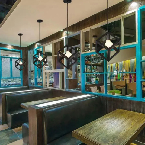 Lustra Forma Cub, STRUKTUR Uno, 1x E27, Negru, Suspendat, Metal [3]