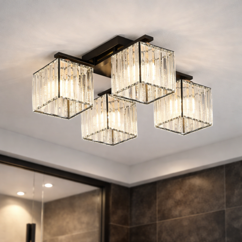 Iluminat Smart Home - Lustra Georgiana, LC111/4BK, 4x E27, Negru, Metal