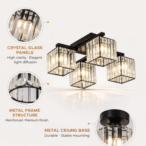 Lustra Georgiana, LC111/4BK, 4x E27, Negru, Metal [3]