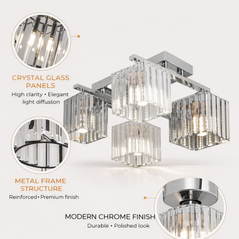 Lustra Georgiana, LC115/4, 4x E27, Crom, Metal [3]