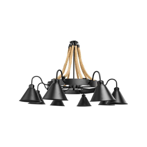 Lustra Indiana, 8*E27, Metal si Franghie, Negru [3]