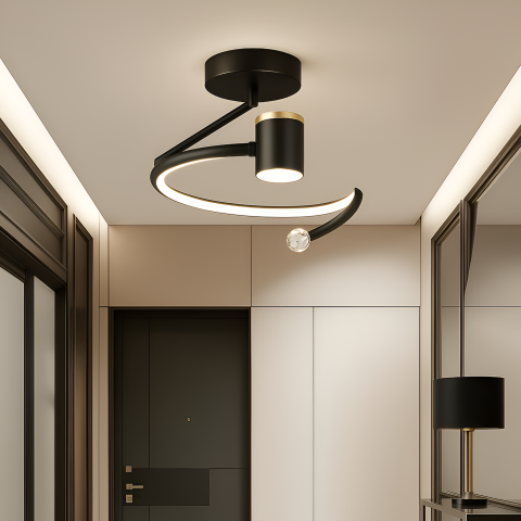 Iluminat Smart Home - Lustra LED, 34W, Diametru 24cm, lumina Rece/Calda/Neutra, Negru