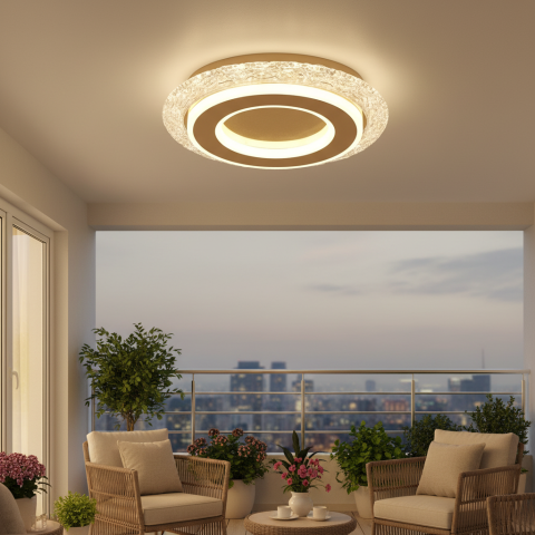 Lustra LED AGOL Petito, 29W, Diametru 20cm, Lumina Calda/Neutra/Rece, Auriu, Metal si Acril [2]