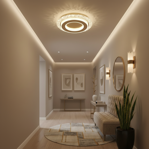 Lustre LED Moderne - Lustra LED AGOL Petito, 29W, Diametru 20cm, Lumina Calda/Neutra/Rece, Auriu, Metal si Acril