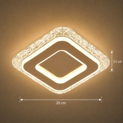 Lustra LED AGOL Petito, 29W, Dimensiune 20x20cm, Lumina Calda/Neutra/Rece, Auriu, Metal si Acril [3]