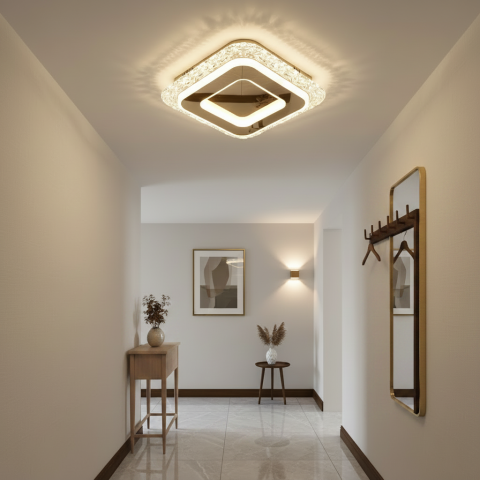 Lustra LED AGOL Petito, 29W, Dimensiune 20x20cm, Lumina Calda/Neutra/Rece, Auriu, Metal si Acril [1]