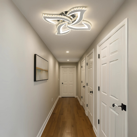 Lustra LED Alejandro cu Telecomanda, 71W, 4 Flori, Lumina Dimabila Rece/Calda/Neutra, Crom [3]