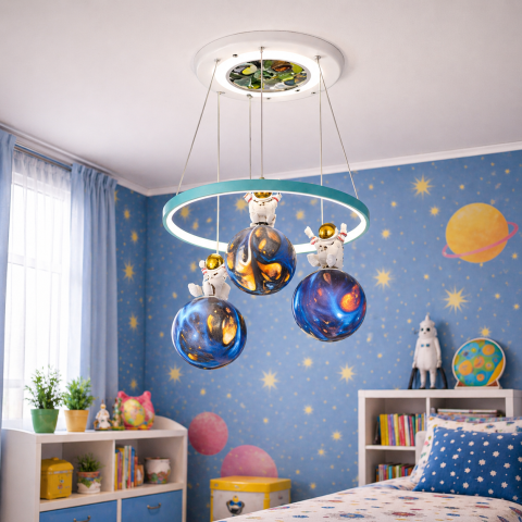 Lampi, Aplice si Corpuri de iluminat Smart - Lustra LED ASTRONAUT 35W, 3xE27, lumina Rece/Calda/Neutra, Alb
