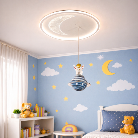 Lustre LED Moderne - Lustra LED ASTRONAUT 80W, lumina Rece/Calda/Neutra, Alb