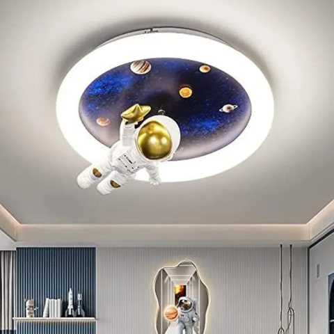 Lustre LED Moderne - Lustra LED ASTRONAUT cu telecomanda, 51W, lumina Rece/Calda/Neutra, Alb Albastru