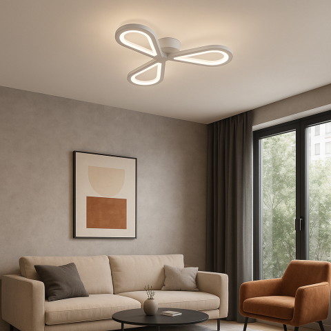 Lustre LED Moderne - Lustra LED AURALIUS 18W, 3 Petale, lumina Neutra, 4000K, Alb