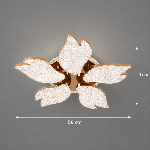 Lustra LED BLUME Magno cu telecomanda si cristal, 79W, 5 Surse, Lumina Rece/Calda/Neutra, Dimabila, Auriu [3]
