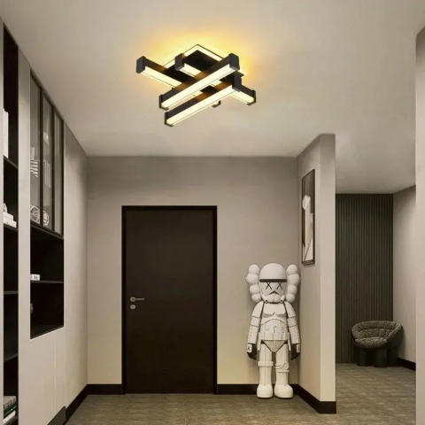 Lustre LED Moderne - Lustra LED CADE 34W, 4 Elemente, Liniara, lumina Rece/Calda/Neutra, Negru