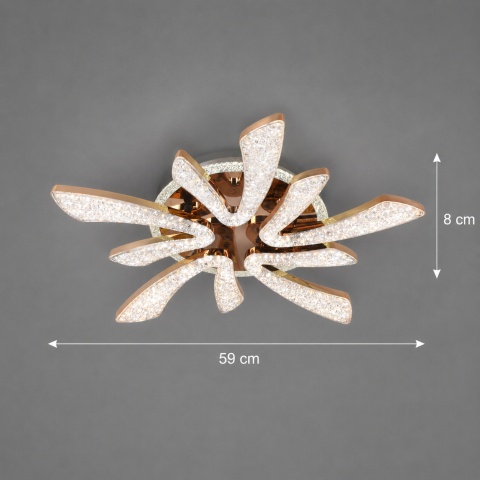 Lustra LED CHARM Magno cu telecomanda si cristal, 68W, Ø59cm, 5 Surse, Lumina Rece/Calda/Neutra, Dimabila, Auriu [3]