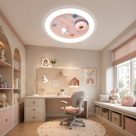 Lustre LED Moderne - Lustra LED CONSTELATION cu telecomanda 63W, Diametru 50cm, lumina Rece/Calda/Neutra, Roz