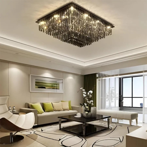 Lustre LED Moderne - Lustra LED Cristal, Xanthi, Argintiu