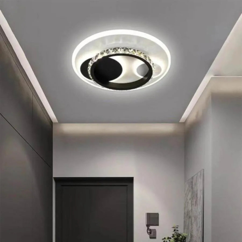 Lustre LED Moderne - Lustra LED cu cristal ARIELLA 39W, Rotunda, lumina Rece/Calda/Neutra, Negru