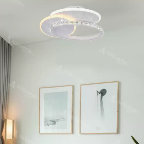 Lustre LED Moderne - Lustra LED cu cristal HOLLANCE 24W, 3 Elemente, lumina Rece/Calda/Neutra, Alb
