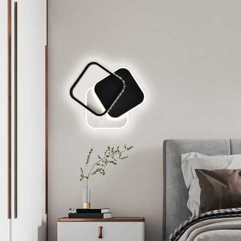 Lustre LED Moderne - Lustra LED cu cristal PRISMIQ 39W, 3 Patrate, lumina Rece/Calda/Neutra, Negru