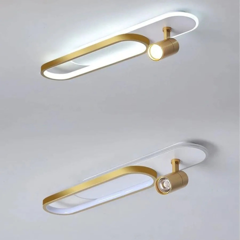 Lustra LED cu Proiector Reglabil FISSO Camilla, 48W, lumina Rece/Calda/Neutra 3000K/4000K/6000K, Auriu Lucios, Metal si Acril [3]