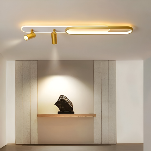 Lustre LED Moderne - Lustra LED cu Proiector Reglabil FISSO Camilla, 66W, lumina Rece/Calda/Neutra, Auriu Lucios