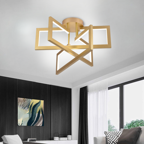 Lustre LED Moderne - Lustra LED cu telecomanda 71W, 3 Elemente, lumina Rece/Calda/Neutra, Dimabila, Auriu