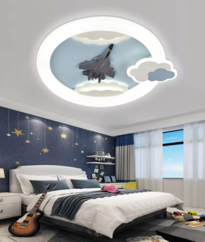 Lustre LED Moderne - Lustra LED cu telecomanda 72W, Diametru 50cm, lumina Rece/Calda/Neutra, Albastru
