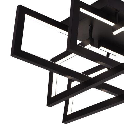 Lustra LED cu telecomanda 98W, 4 Elemente, lumina Rece/Calda/Neutra, Dimabila, Negru [1]