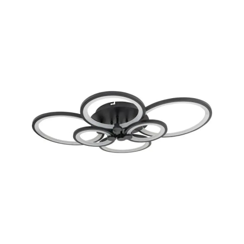 Lustra LED cu telecomanda ALANI 152W, 6 Cercuri, lumina Rece/Calda/Neutra, Dimabila, Negru [3]