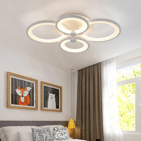 Lustra LED cu telecomanda ALANI 52W, 4 Cercuri, lumina Rece/Calda/Neutra, Dimabila, Alb [2]