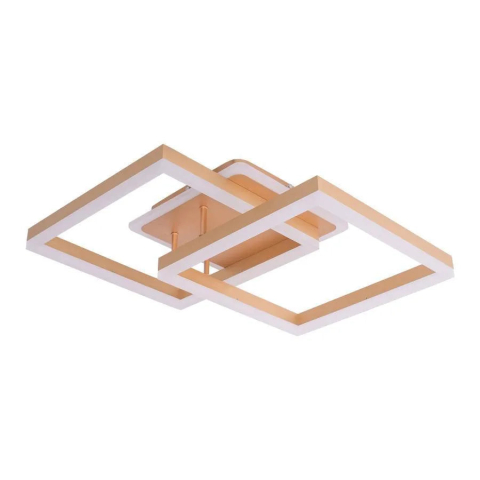 Lustra LED cu telecomanda ARWEN 142W, 2 Patrate, lumina Rece/Calda/Neutra, Dimabila, Auriu [1]